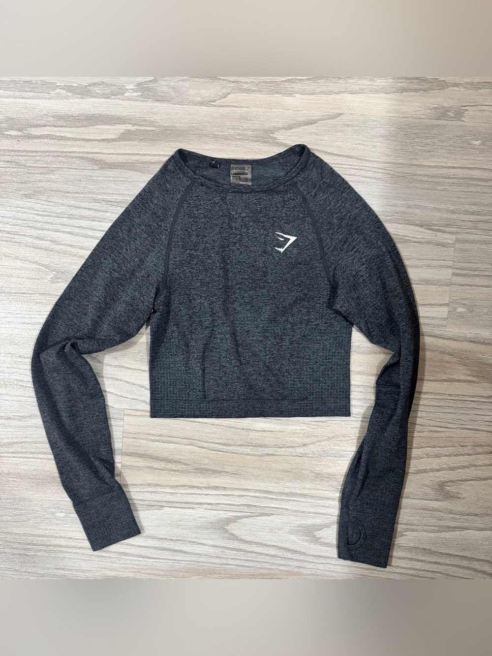 Gymshark Cropped Long Sleeve Workout Top Gray Athletic Activewear S